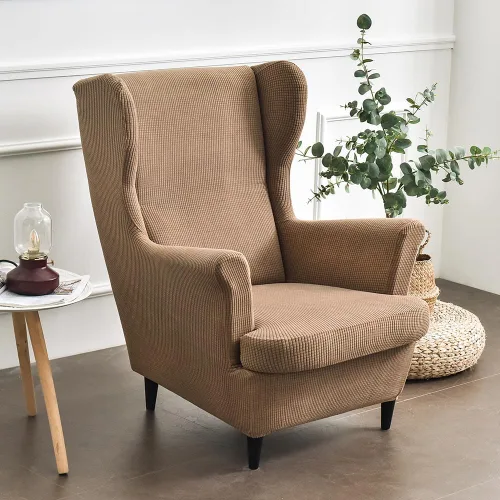 Vista 3 de Morbuy Funda para silla Wingback, fundas para silla con respaldo de ala, 2 piezas, lavables, elásticas, fundas para silla con respaldo de ala