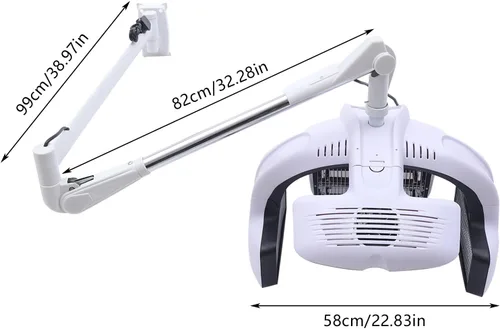 Vista 2 de Secador de pelo de montaje en pared, secador de pelo profesional de pared con brazo giratorio flexible y panel multifunción, temperatura ajustable