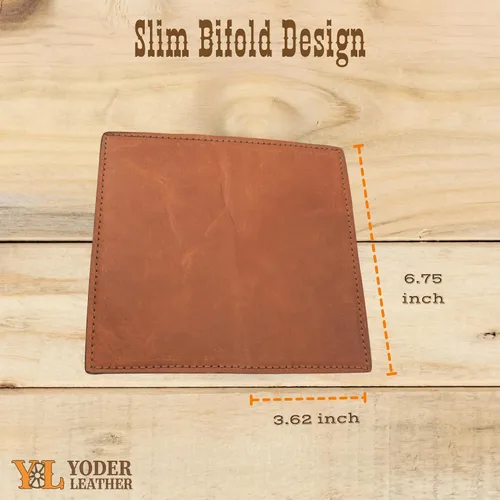 Vista 4 de Cartera de piel de vaca genuina marrón Rodeo Checkbook, Marrón