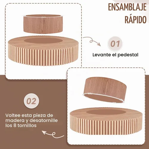 Vista 4 de KEVINSPACE Mesas de centro redondas para sala de estar, mesa de centro de madera para café, casa de campo, moderna, ø39.37 pulgadas, círculo 39.4 in