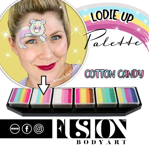 Vista 7 de Fusion Body Art - Paleta de pintura facial Lodie Up Lindo arcoíris pastel
