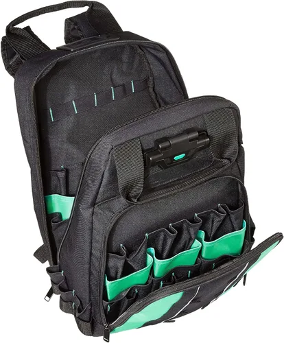 Vista 2 de Amazon Basics Mochila para herramientas, bolsa iluminada, color negro, 55 bolsillos