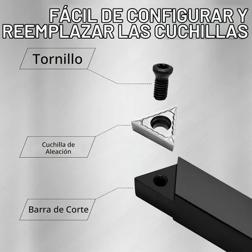 Vista 6 de Juego de soporte de insertos de torneado de carburo indexable de 1/2 "para tornos de mecanizado, juego de 5 piezas de herramientas de torno de metal