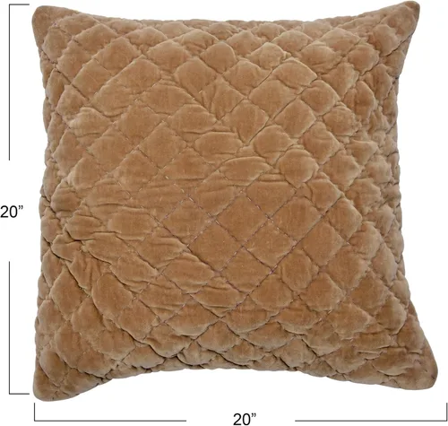 Vista 2 de Funda de almohada cuadrada acolchada de terciopelo de 20 pulgadas