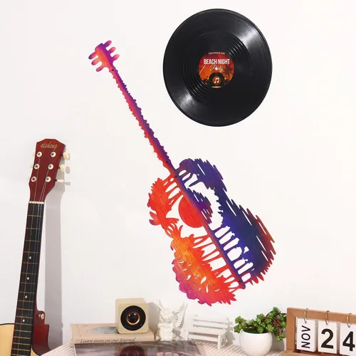 Vista 6 de KOYILTD Decoración de pared de metal rústico Music Is What Feelings Sound Like Guitar Pick Escultura de pared de guitarra, arte de pared de guitarra