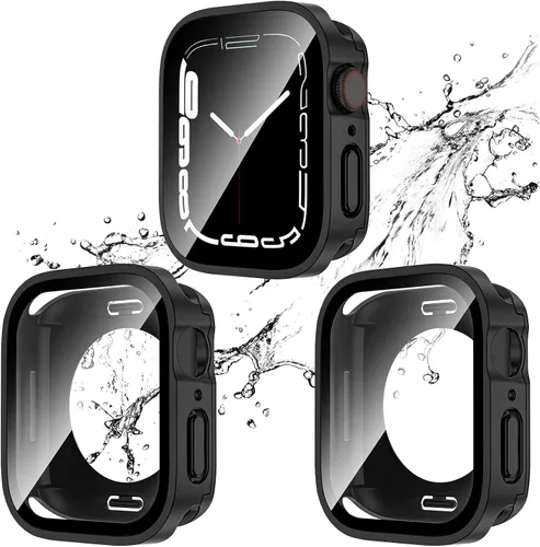 Vista 21 de Paquete de 2 fundas impermeables 2 en 1 para Apple Watch Series SE SE 6 5 4 40mm, borde recto de PC frontal y trasero con protector de pantalla