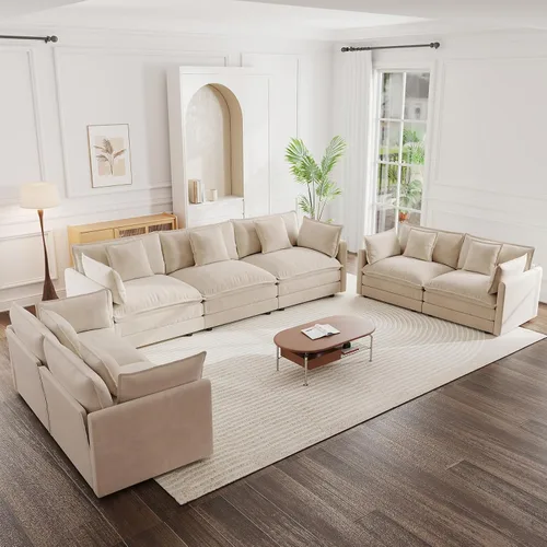 Vista 93 de 76.7" Cloud Couch for Living Room, Deep Seat Loveseat Sofa, Beige Breathable Chenille, 2-Seats Couch for Apartment Small Spaces, Pocket Spring