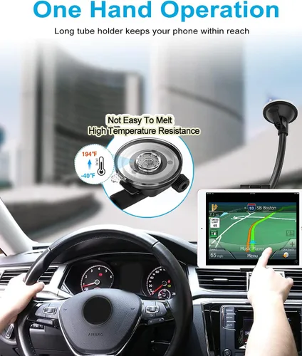 Vista 3 de Soporte para tablet para parabrisas de automóvil, ventana de coche/camión, con ventosa de brazo largo, compatible con iPad Pro/Air/Mini, Galaxy