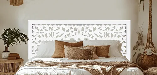 Vista 8 de COTTON CRAFT Cabecero de madera maciza resistente, color marrón antiguo rústico