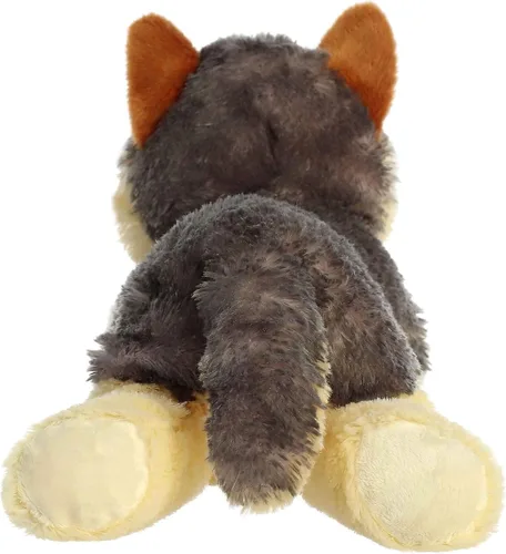 Vista 5 de Aurora® Adorable animal de peluche Grand Flopsie™ Wily Wolf, facilidad juguetona, compañeros atemporales, color gris, 16.5 pulgadas