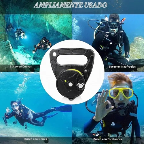 Vista 2 de Anclaje compacto de 150 pies para kayak con tapón de pulgar para buceo submarino de seguridad 150ft Strong Nylon Line, Easy Control Dive Reel
