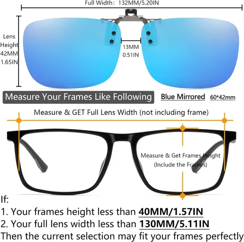 Vista 4 de CAXMAN Polarized Clip On Sunglasses Over Prescription Glasses for Men Women UV Protection Azul reflejado