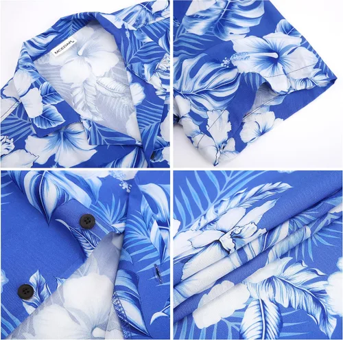 Vista 6 de MCEDAR Hawaiian Shirt for Men Regular Fit Short Sleeve Button Down Summer Beach Tropical Aloha Shirts S-3XL