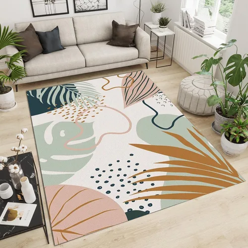 Vista 14 de Alfombra minimalista de lujo con diseño geométrico para sala de estar, alfombra moderna con estampado de mármol rosa dorado, alfombra rectangular