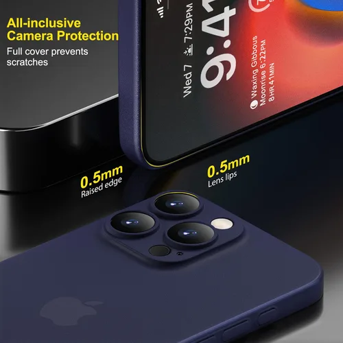 Vista 4 de memumi Funda delgada para iPhone 15 Pro Max de 0.012 in, cubierta para lente de cámara, protección completa, acabado mate, compatible con iPhone 15