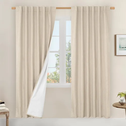 Vista 12 de LAMIT Cortinas opacas cortas de lino de 30 pulgadas para ventanas de cocina sobre el fregadero, cortinas de café texturizadas de lino marfil