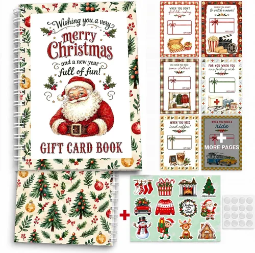 Vista 21 de Libro de tarjetas de Navidad de regalo para adultos, regalo vintage de Papá Papá Noel de Navidad