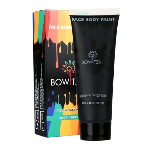 Vista 7 de Bowitzki Pintura facial y corporal de 2 onzas, maquillaje en crema, 2.0 fl oz, pintura facial a base de agua, efectos especiales para adultos, Negro