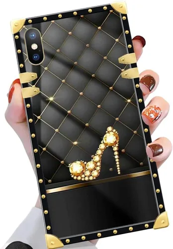 Vista 43 de Funda compatible con iPhone X/Xs, TPU suave de lujo y parte trasera de policarbonato duro para niñas y mujeres, funda protectora a prueba de golpes