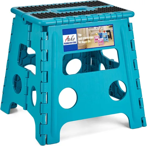 Vista 37 de ACKO Taburete plegable de 13 pulgadas, soporta 300 libras para adultos y Bicolor Verde