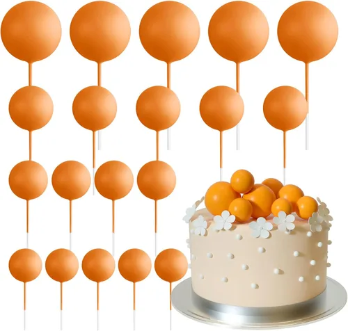 Vista 9 de ASTARON 20 piezas de decoración de bolas para pastel, mini globos, decoraciones de pastel, palos, bolas negras, decoraciones de pastel