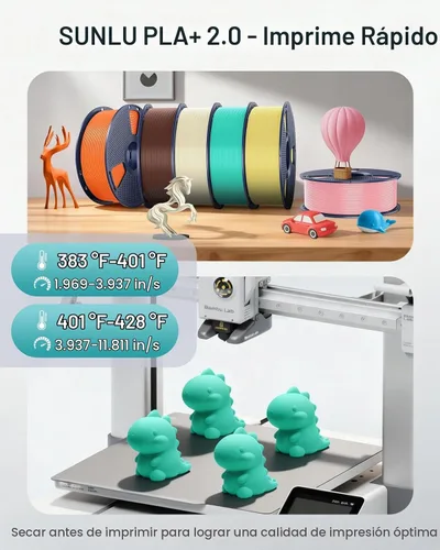Vista 4 de SUNLU PLA+ 2.0 Filamento 0.07 in, paquete de carrete de 2.2 lbs, filamento de impresora 3D Pla Bundle-1kgx4-2230179