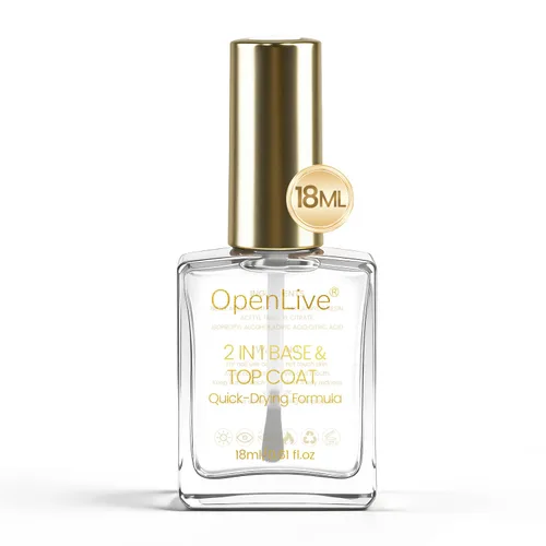 Vista 10 de OpenLive 2 esmaltes de uñas transparentes con capa superior brillante, secado rápido, esmalte de uñas regulares, acabado de alto brillo, protección