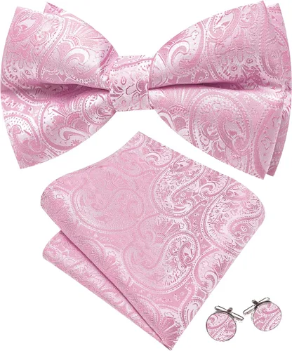 Vista 58 de Barry.Wang Pajarita de Rayas Paisley para Hombre de Seda Preatada Pañuelo de Bolsillo Gemelos Juego Formal Boda Fiesta Graduación