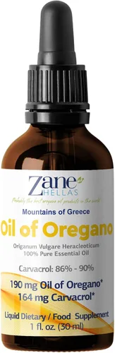 Vista 5 de Zane Hellas 190 mg de aceite de orégano-164 mg de carvacrol por porción-4 gotas diarias. Aceite de orégano 100% griego sin diluir. 86%-90% Carvacrol