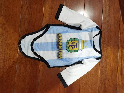 Vista 3 de Argentina - Kit de camiseta para bebés de la selección nacional de fútbol y fútbol americano para niños y niñas manga corta