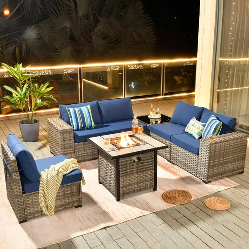 Vista 59 de HOOOWOOO Outdoor Patio Sectional Furniture Sofa Set with Widened Armrest,6 Piece Small Modern Wicker Couch,Modular L Shaped Conversation Seating Set