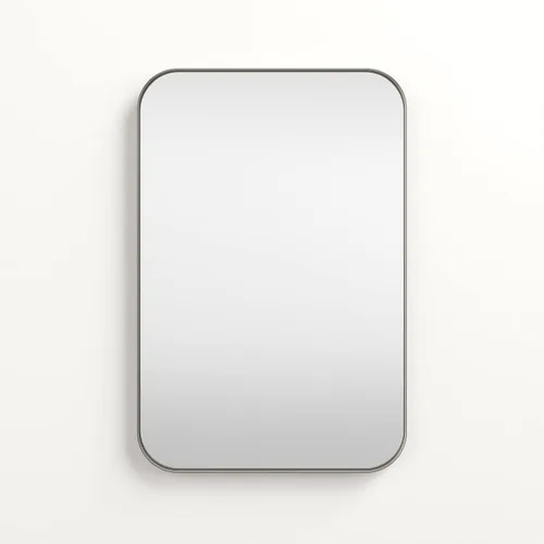 Vista 2 de Better Bevel - Espejo con marco de metal de níquel de 20 x 30 pulgadas, espejo rectangular de pared para baño, esquina redondeada