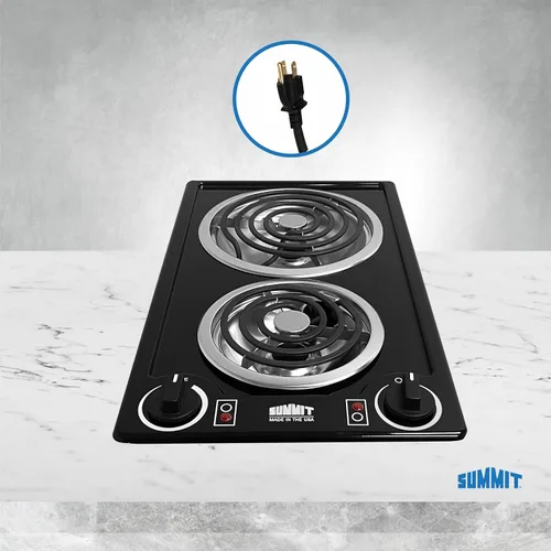 Vista 5 de Summit CCE212BL - Estufa eléctrica de 2 quemadores de 12 pulgadas, con bobina de 115 voltios, compatible con ADA, negro