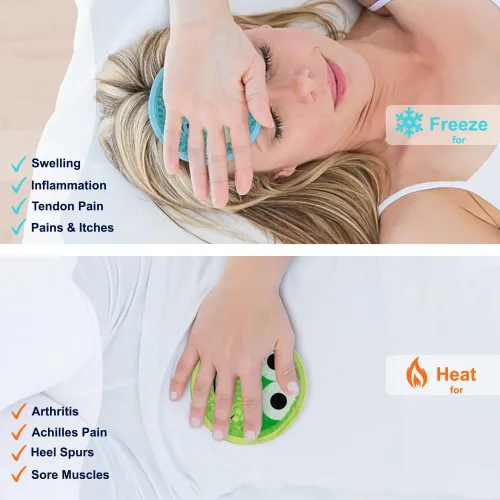 Vista 3 de Paquete de 2 paquetes de hielo de gel para lesiones, lindos paquetes de gel frío y caliente reutilizables para aliviar el dolor de fiebre, muelas
