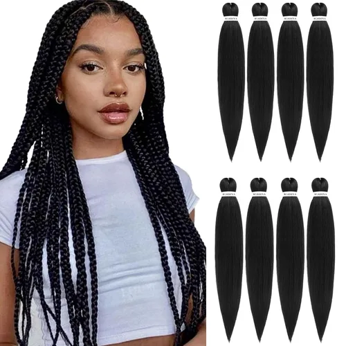 Vista 11 de Cabello trenzado preestirado - 12 pulgadas, 8 paquetes, cabello trenzado corto natural negro para trenzas torcidas o en caja, extensiones de cabello