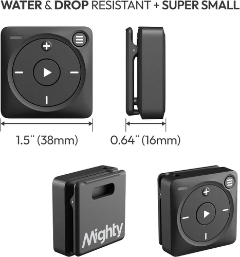 Vista 3 de Mighty 3 Reproductor de Música Spotify y Amazon (Edición 2026) - Portátil, Sin Pantalla, Funciona Sin Conexión - Compatible con Auriculares