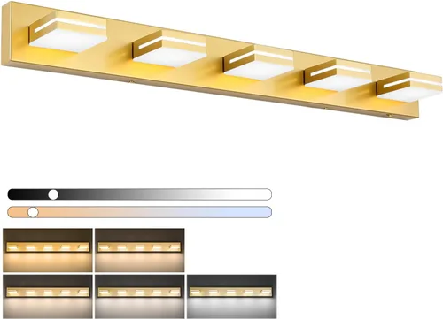 Vista 15 de SineRise - Lámparas LED modernas para tocador de baño (4 luces, 30 pulgadas) (5CCT, regulables), lámparas modernas de pared para baño de acrílico
