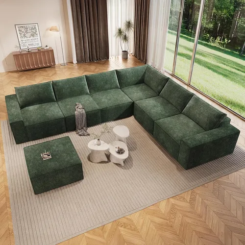 Vista 10 de Vesgantti Sofá Seccional Modular de 114" Sin Estructura, Moderno Sofá de 3 Plazas con Otomana y Asiento Profundo, Sofás de Nube Convertibles