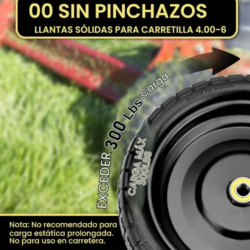 Vista 5 de Ruedas de 13 pulgadas para carritos Gorilla - Neumáticos de repuesto resistentes para carritos Gori-lla, neumático sin cámara de 13" para carritos