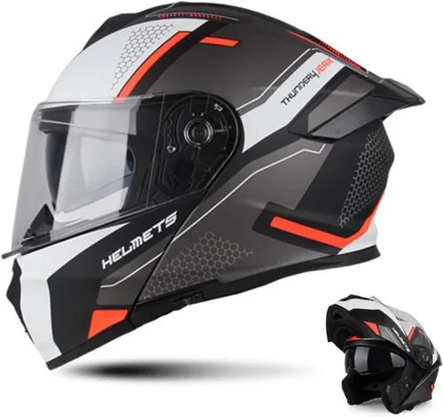 Vista 8 de Modular Motorcycle Helmet for Men Women, Flip Up Full Face to Open Face Helmet, DOT & FMVSS 218 Certified, Dual Visor, Removable & Washable Liner