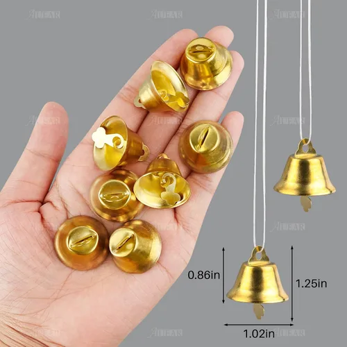 Vista 3 de AUEAR, Mini cascabeles dorados de la libertad para hacer manualidades, campanillas de viento y decoración de recuerdos