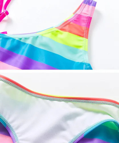 Vista 6 de Hiheart Conjunto de bikini de 2 piezas para niñas, traje de baño de verano UPF 50+ para niños