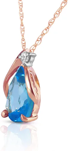 Vista 3 de Galaxy Gold GG Collar de oro rosa de 14 quilates con topacio azul con detalle de diamante