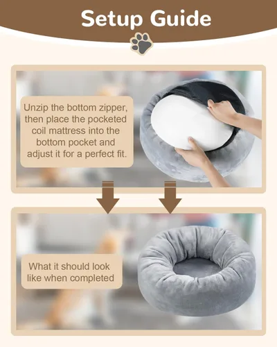 Vista 7 de Camas ortopédicas para perros pequeños de 20 pulgadas, cama para perros pequeños con bobinas en bolsillos y soporte de espuma suave, cama