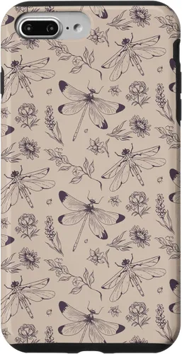 Vista 12 de Vintage Dragonfly Tan Sand Beige Wildflower Floral Flower Case for iPhone 16