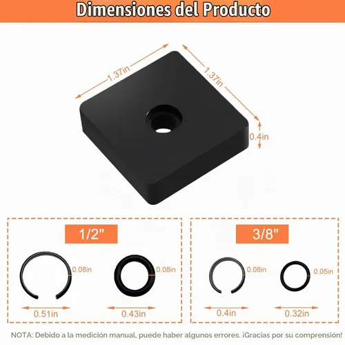 Vista 2 de Anillo de retención de impacto (10+10) 1/2" y 3/8" Anillo de fricción