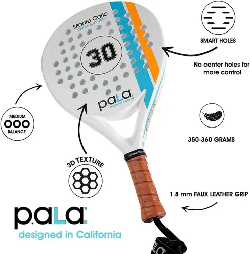Vista 2 de Pala de pádel Mónaco Carbon Soft - Mint PALA, pala Lite con fibra de carbono, ideal para principiantes Blanco