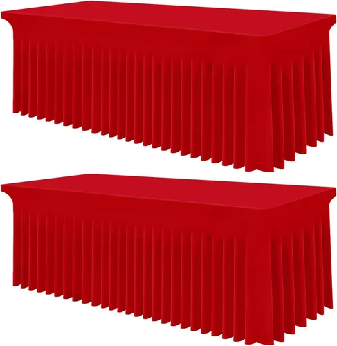 Vista 55 de Smiry Mantel de Spandex, Mantel Elástico Ajustable Extensible para Mesas Rectangulares de 6 Pies, Falda Cubierta de Mesa Impermeable y Lavable