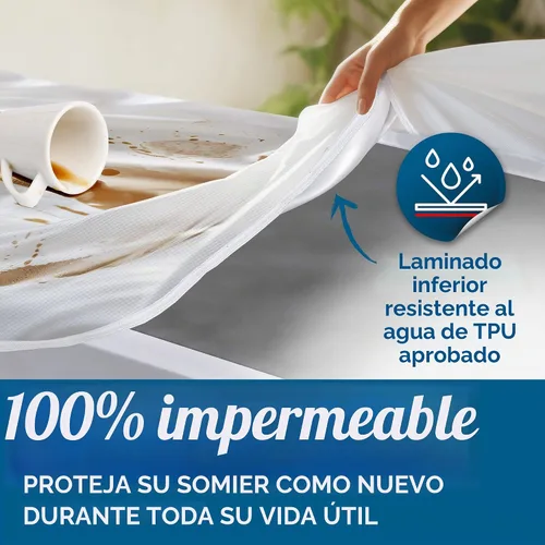 Vista 8 de Guardmax Funda Premium para Somier - Tamaño Individual Impermeable y a Prueba de Chinches con Cremallera Funda para Somier - Protector de Somier