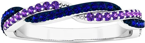 Vista 2 de Dazzlingrock Collection Anillo de boda apilable redondo de amatista y zafiro azul para mujer en oro